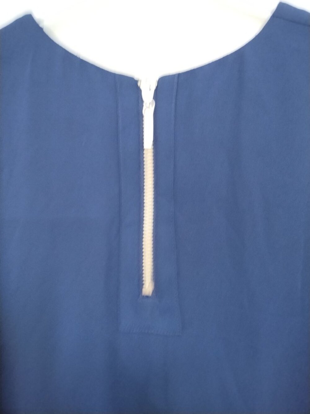 Navy flowy dressy tank with upper back zipper - Picture 4 of 6